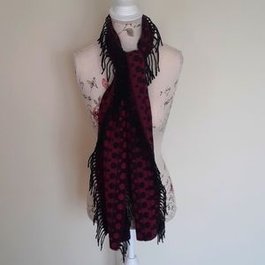 ^ Cashmink raspberry & black polka dot reversible scarf